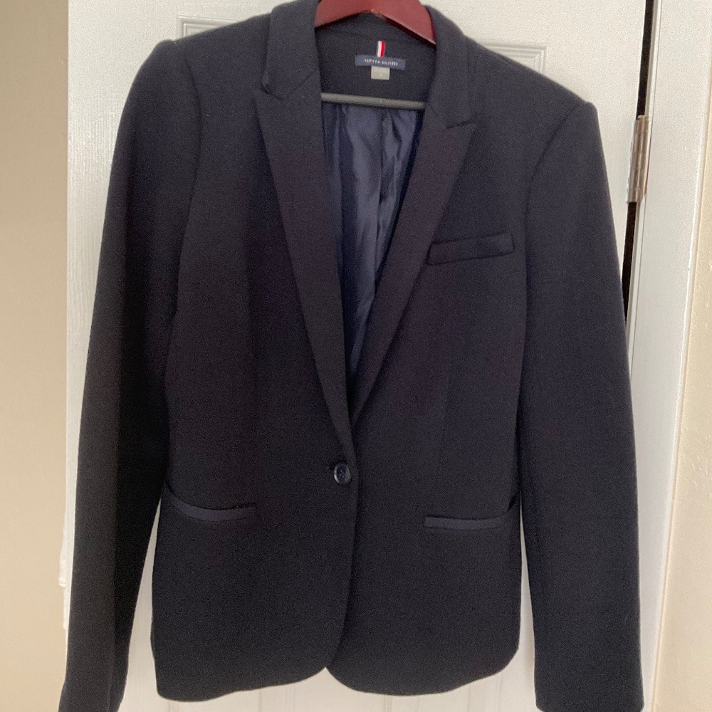 Tommy Hilfiger women jersey navy jacket size 12